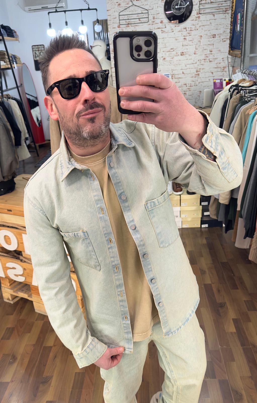 CAMICIONE JEANS CON TASCONI FRONTALI QBRICK MILANO MOD TIGER BLU 08