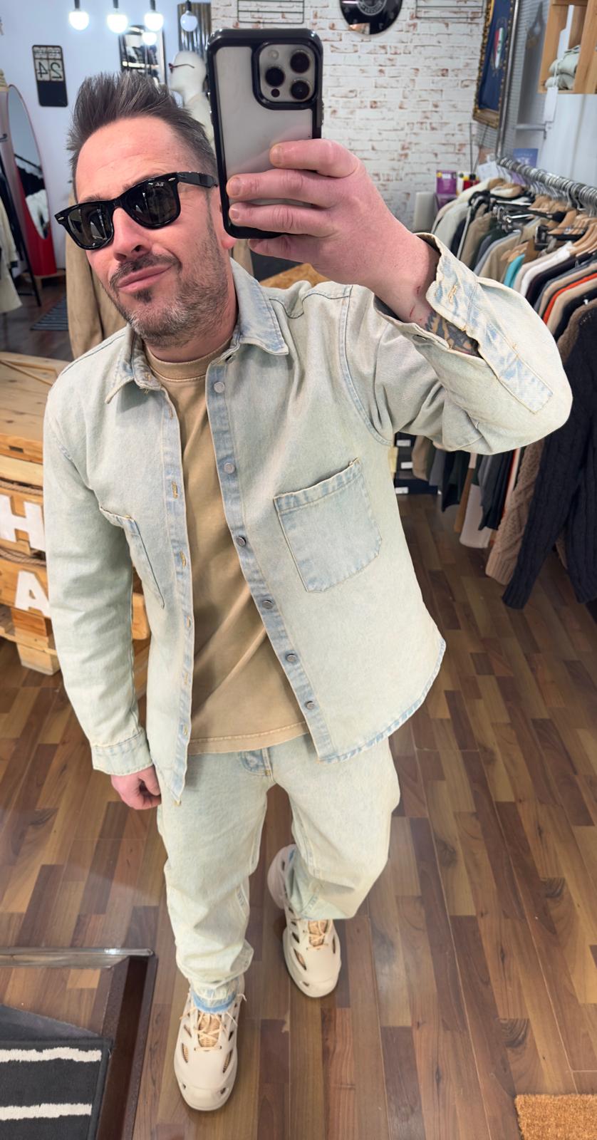 CAMICIONE JEANS CON TASCONI FRONTALI QBRICK MILANO MOD TIGER BLU 08