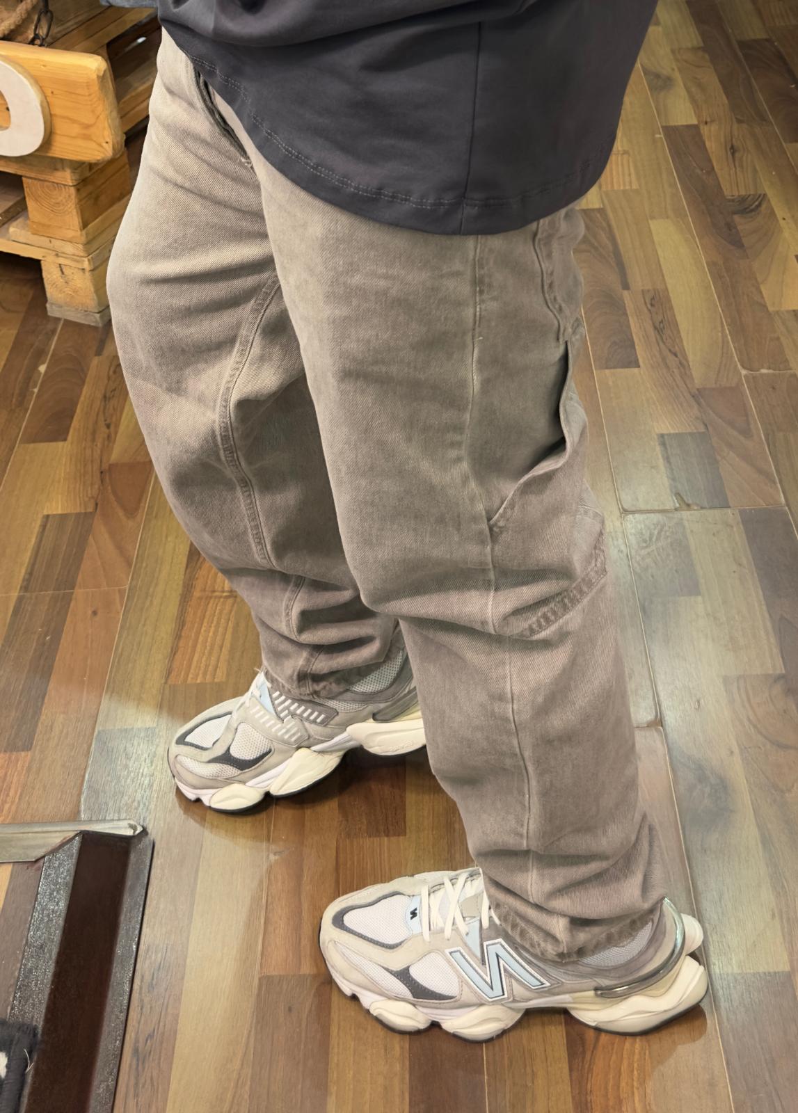 JEANS CARGO FIT JUSTWEST AVORIO MARMORIZZATO