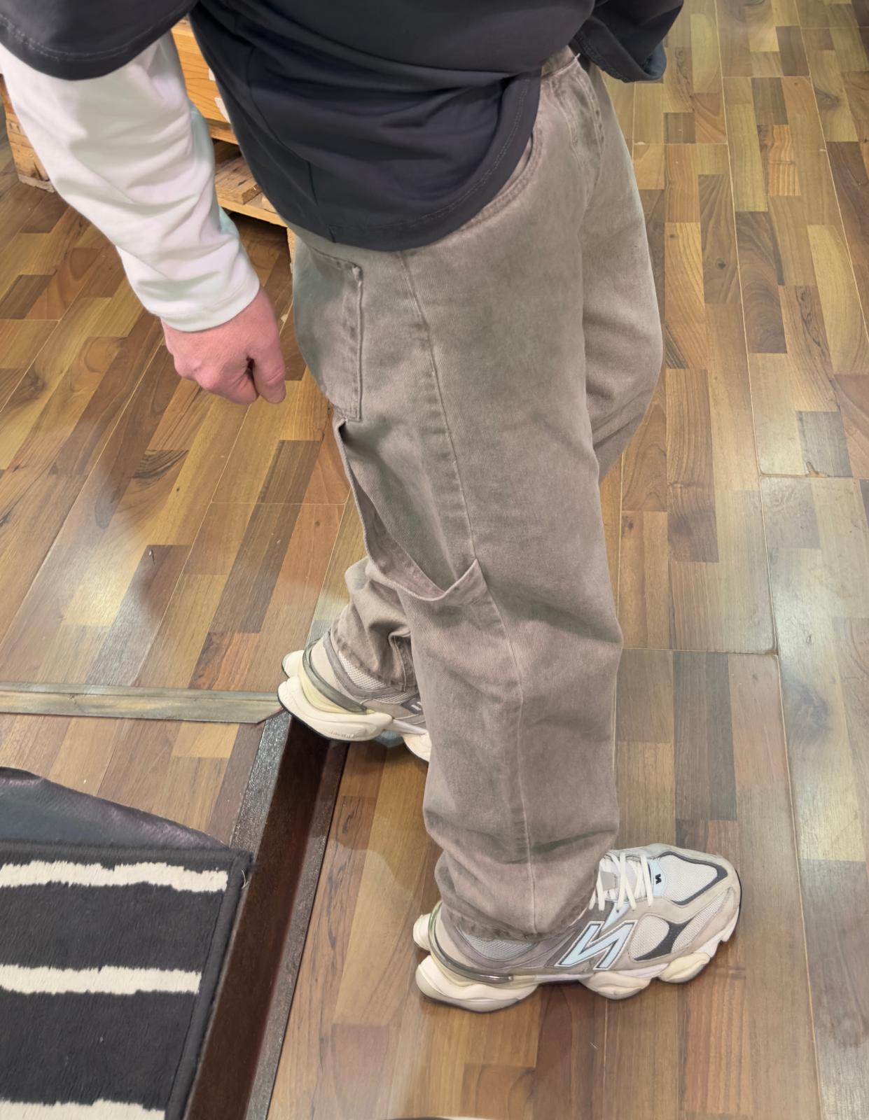 JEANS CARGO FIT JUSTWEST AVORIO MARMORIZZATO