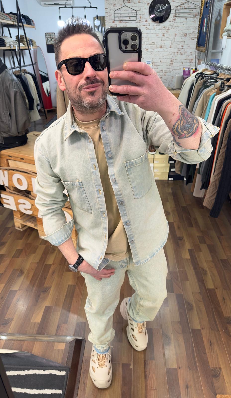 CAMICIONE JEANS CON TASCONI FRONTALI QBRICK MILANO MOD TIGER BLU 08