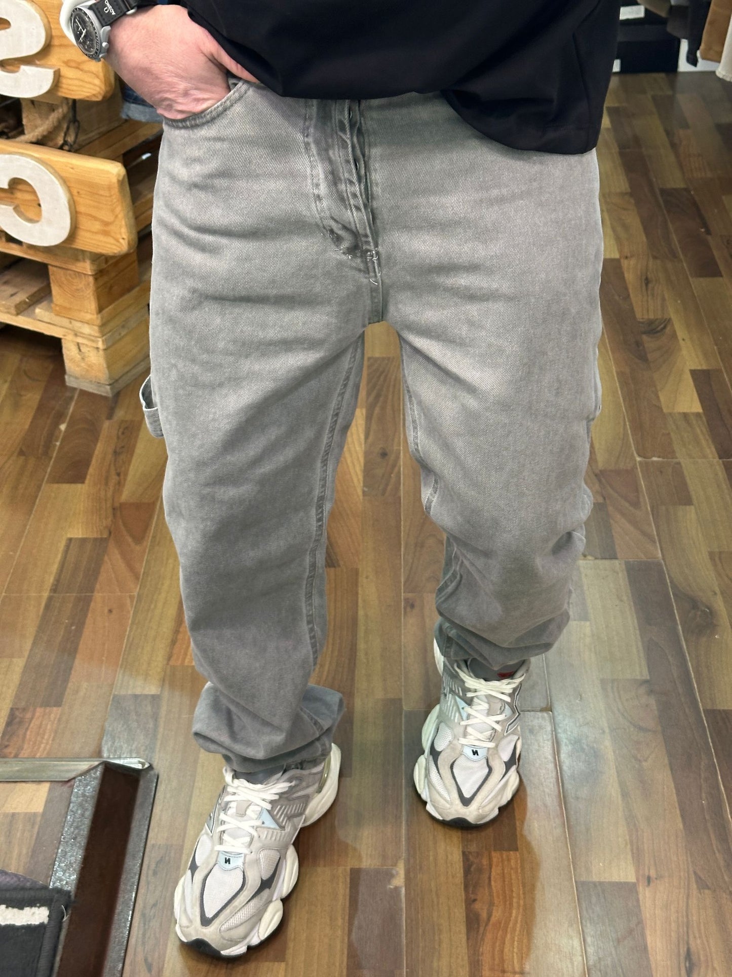 JEANS CARGO FIT JUSTWEST GRIGIO MARMORIZZATO